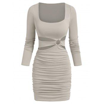 Ruched O Ring Cutout Bodycon Dress