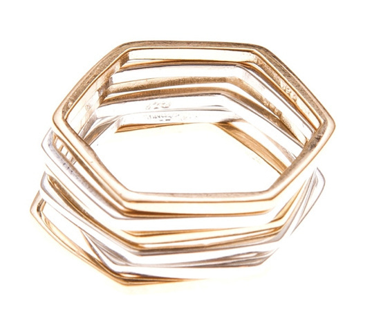 HEXAGON BAND RING by boe